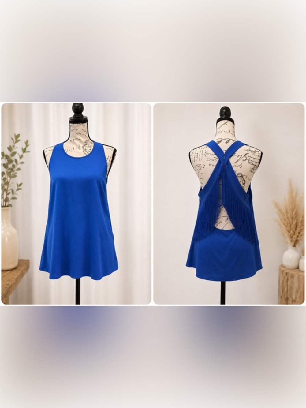 ✨ BCBGMAXAZRIA Elayne Halter Tank Top w/ Fringe Details • Size S 💙